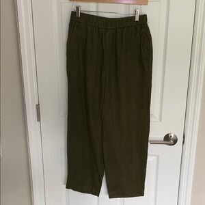 Quince European linen pants in martini olive size small